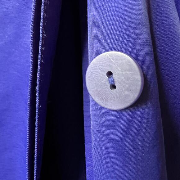 Eileen Fisher Coat Women Size Small Royal Blue A Line Button Down Trench - Picture 6 of 16